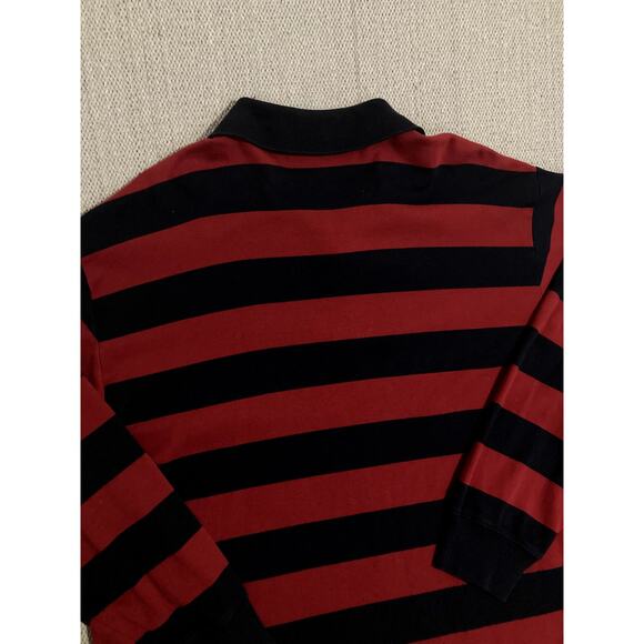 Nautica Vintage Quarter Zip Rugby Pullover Mens XL Red/Black Striped Sport Y2K - Picture 5 of 10